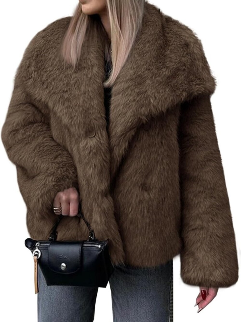 Cozy Oversized Faux Fur Winter Coat | Shaggy Casual Lapel Jacket for Women